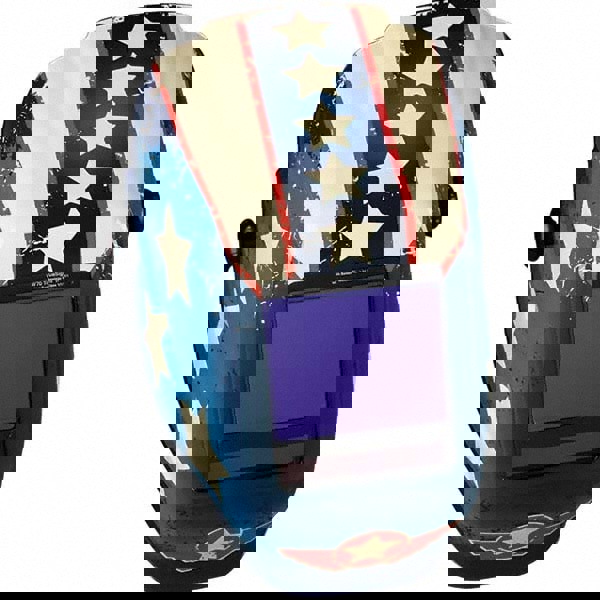 Welding Helmet with Digital Controls: Red White & Blue, Nylon, Shade 5 to 8 & 9 to 13, Ratchet Adjustment